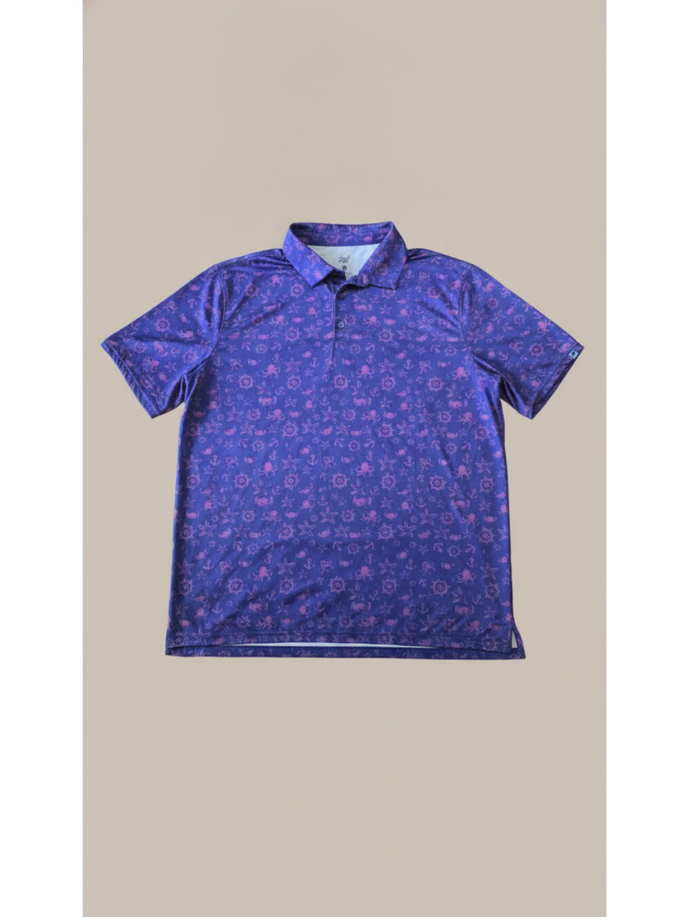 1764 Golf Men’s XL Purple Nautical Print Performance Polo Shirt
